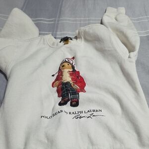 Ralph Lauren White Sweater with Polo Bear Design